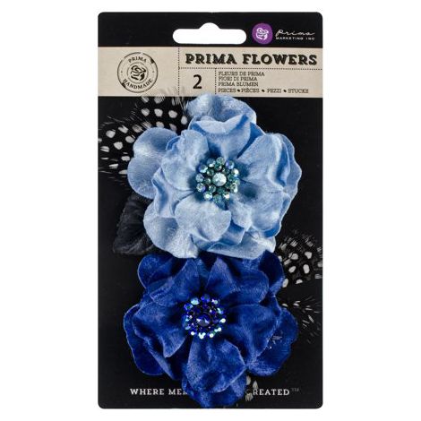 Kwiatki materiałowe Prima Marketing Plume Azure 2szt, 8cm